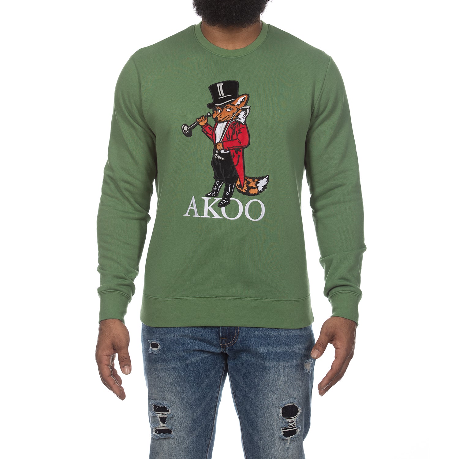 AKOO Slick Fleece Men s Green Sweatshirt Size 4XL Fleece Knit